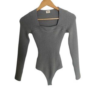 Abercrombie & Fitch Grey Ribbed Bodysuit Small